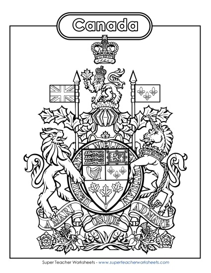 Canada Coat of Arms (Black & White)