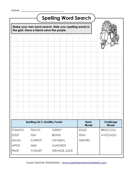Make a Word Search Puzzle (C-Healthy Foods)