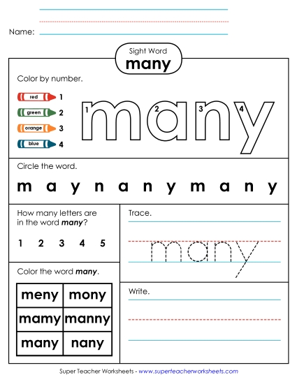 Worksheet 4: Many