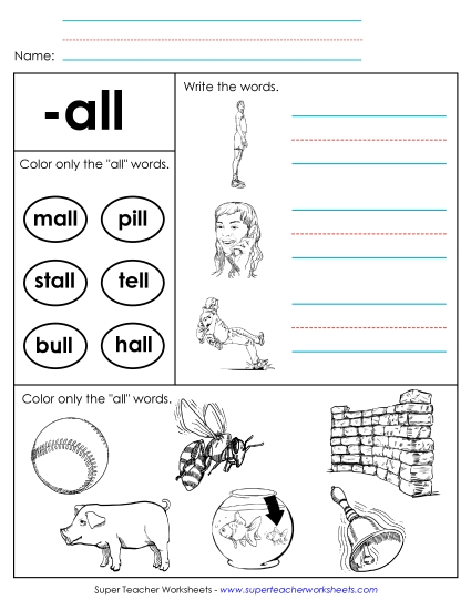 Worksheet 2 (-all Words)