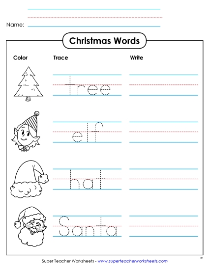 Trace and Write Christmas Worksheet
