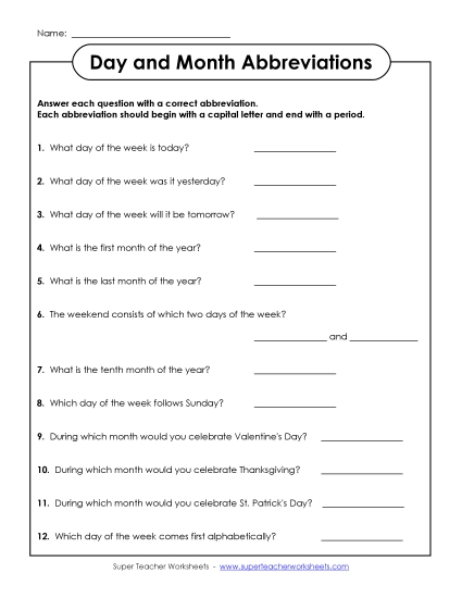 Abbreviation Questions