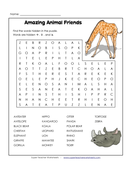 Unsolvable Animal Word Search