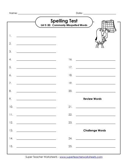 Spelling Test (E-30)