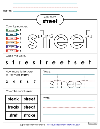 Worksheet 4: Street