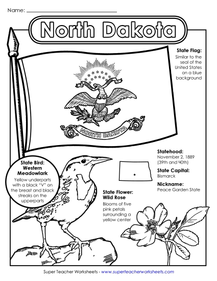 North Dakota State Symbols Coloring Page