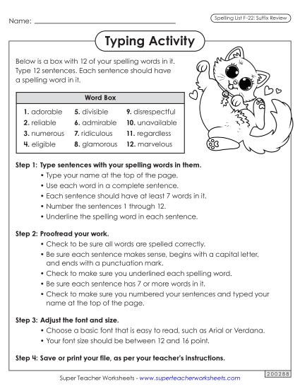 Typing Sentences (F-22)