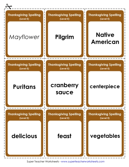 Flashcards Spelling E Worksheet