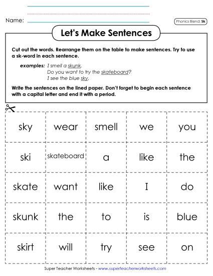 Let\'s Make Sentences (Sk- Words)