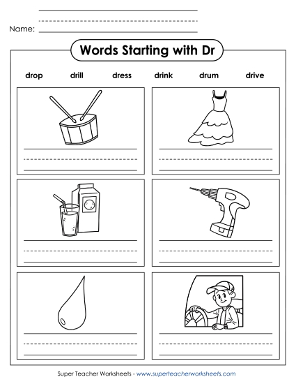 Writing Words that Start With DR