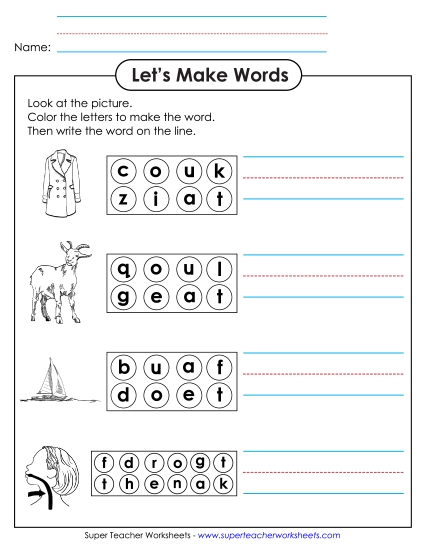 Color the Letters & Write (-oat)