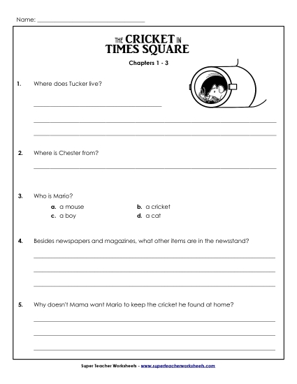 Comprehension Questions: Chapters 1 - 3