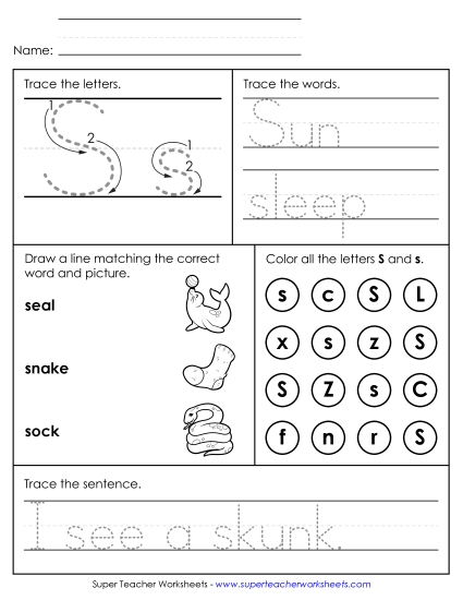 Letter S - Mixed Skills (Intermediate)