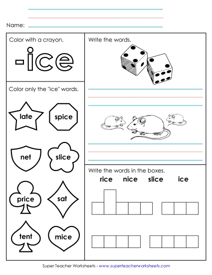Worksheet 1 (-ice Words)