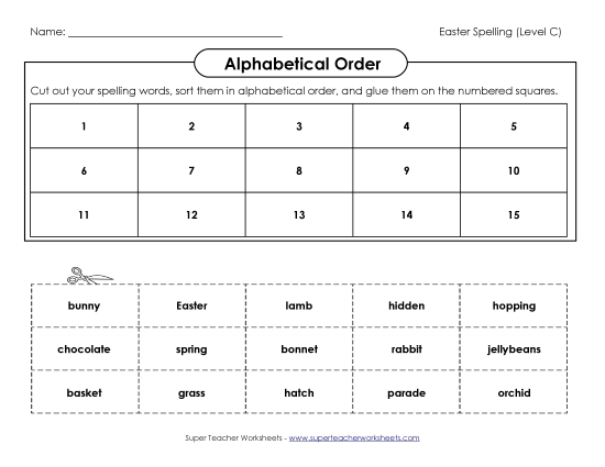 ABC Order: Cut and Glue (C-Easter) 