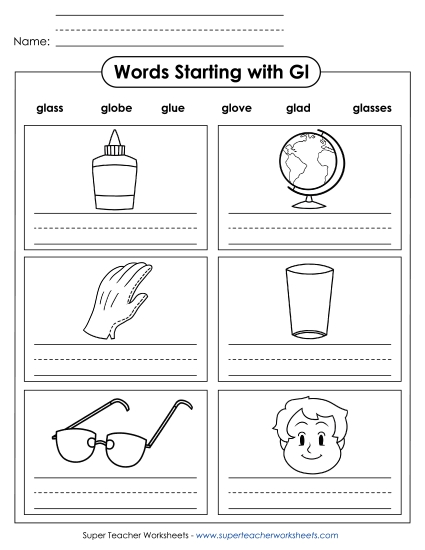 Writing Words that Start with GL