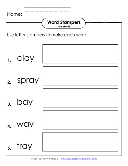 Letter Stampers Activity (-ay Words) 