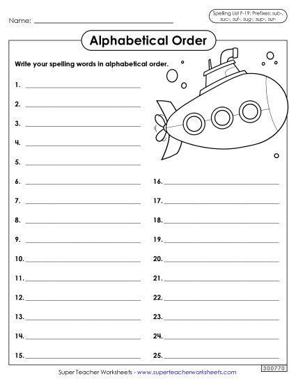 Alphabetical Order: Whole List (F-19)