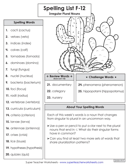 Spelling Word List (F-12)