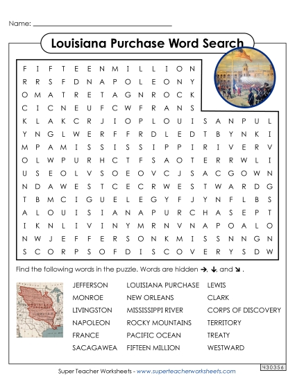 Louisiana Purchase Word Search