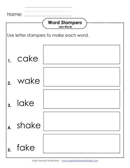 Letter Stampers Activity (-ake Words)