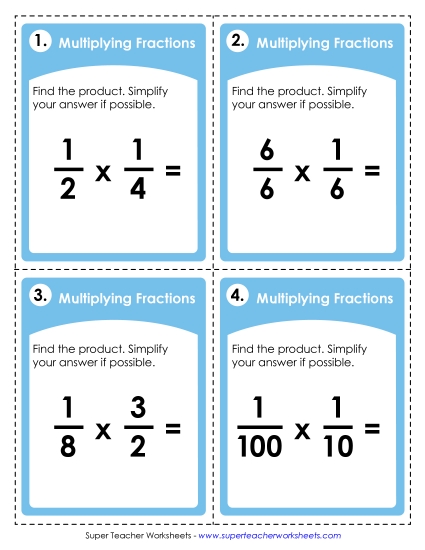 Task Cards: Multiplying Fractions