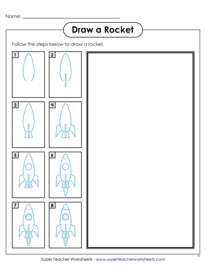 Draw a Rocket Ship Learning To Draw Worksheet