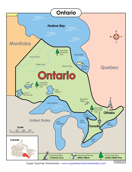 Ontario Map (Full Colour)