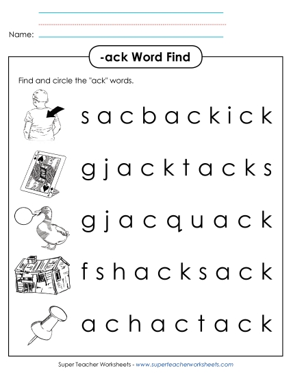 Circle the Words (-ack)