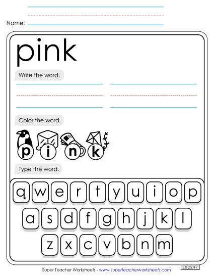 Write, Color, Type: Pink