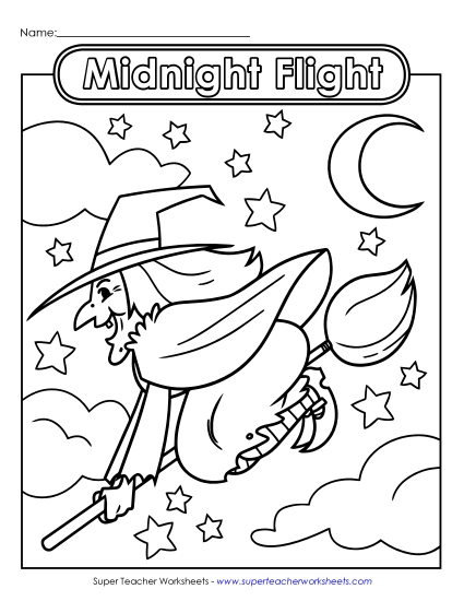 Midnight Flight: Witch Halloween Worksheet