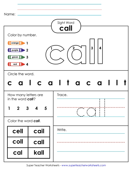 Worksheet 4: Call
