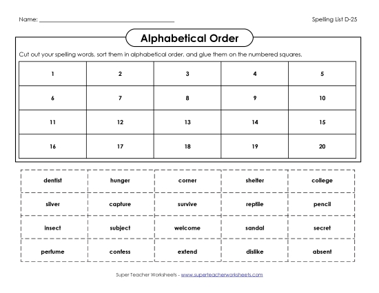 ABC Order: Cut and Glue (D-25) 