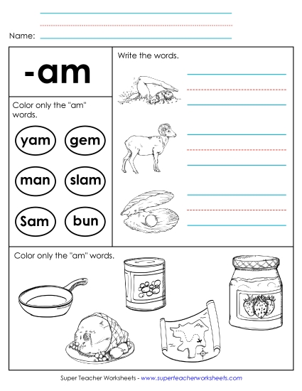 Worksheet 2 (-am Words)