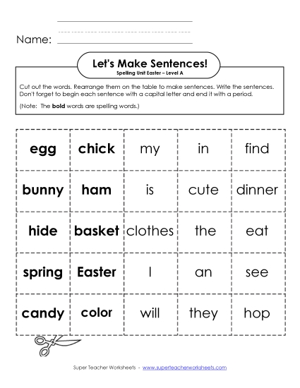 Let\'s Build Sentences (A-Easter)