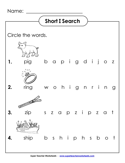 Short I: Horizontal Word Hunt 2<br>(Illustrated)