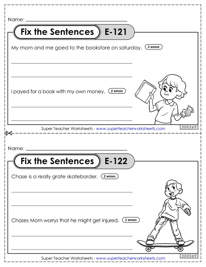 Fix the Sentences E-121 through E-125