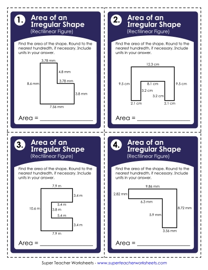 Task Cards: Area of an Irregular Shape (Advanced)