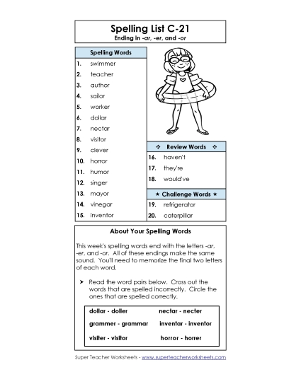 Spelling List C-21