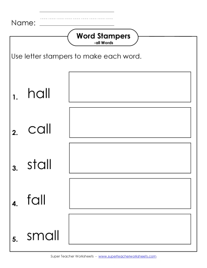 Letter Stampers Activity (-all Words)