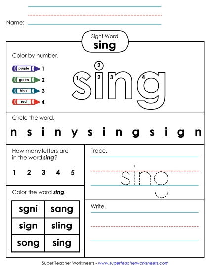 Worksheet 4: Sing
