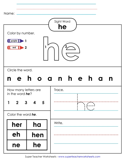 Worksheet 4: He
