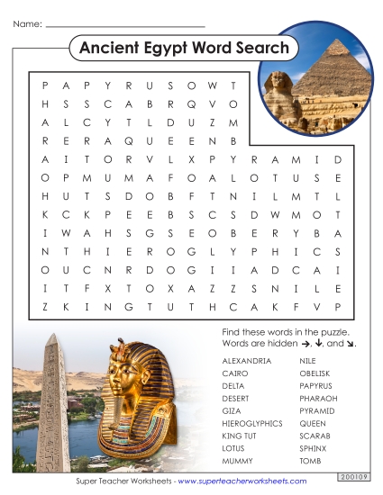Ancient Egypt Word Search