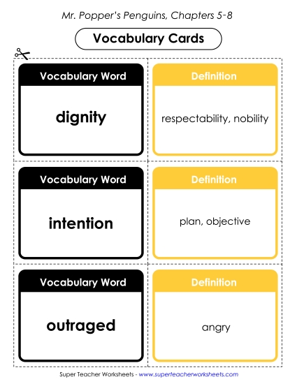 Vocabulary Cards for Chapters 5-8