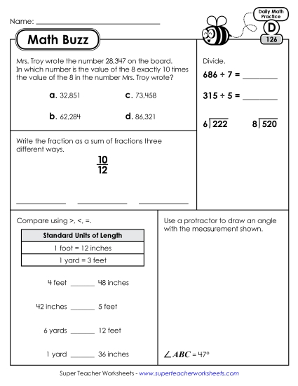 Math Buzz: Week 26<br>Worksheets 126 through 130
