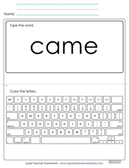Type the Word: Came