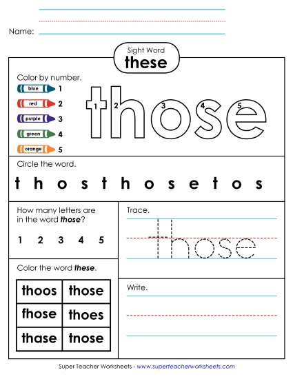 Worksheet 4: Those