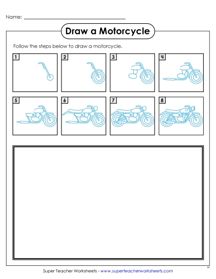 Draw a Motorcycle Learning To Draw Worksheet