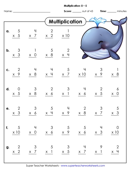 Drill: Basic Facts 0-5 (A)
