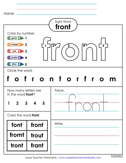 Worksheet 4: Front